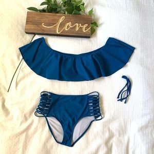 Flirty Blue High Waist Bikini Set